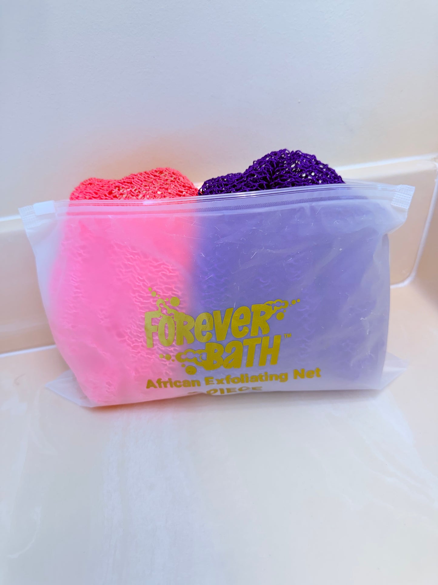 Forever Bath African Exfoliating Net 2 Pack Long Back Scrubber for Deep Exfoliation Bath Net Sponge
