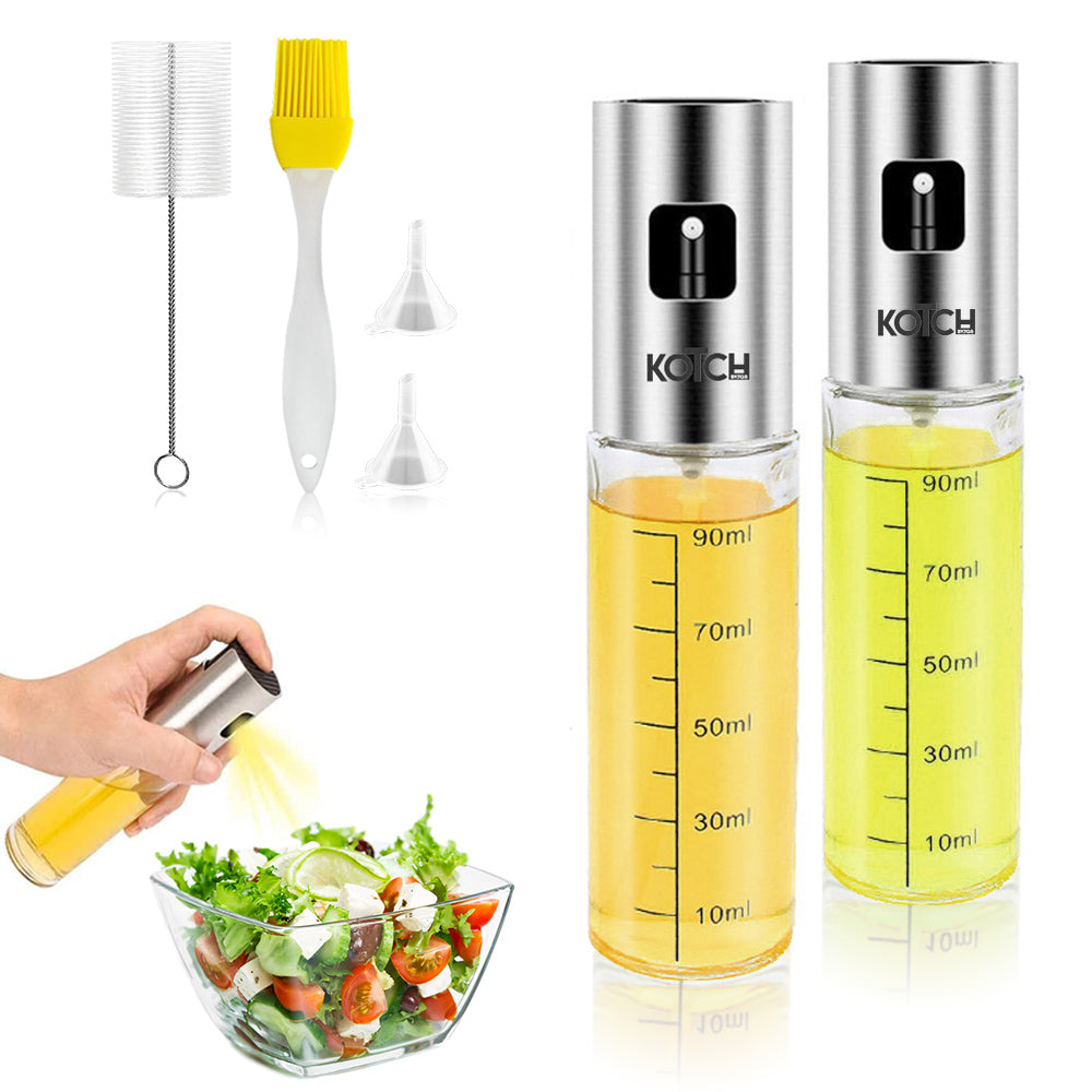 KOTCH BY TGB 2pc Oil Spray Bottle With Rack, Cleaning Brush, Oil Brush & Funnel