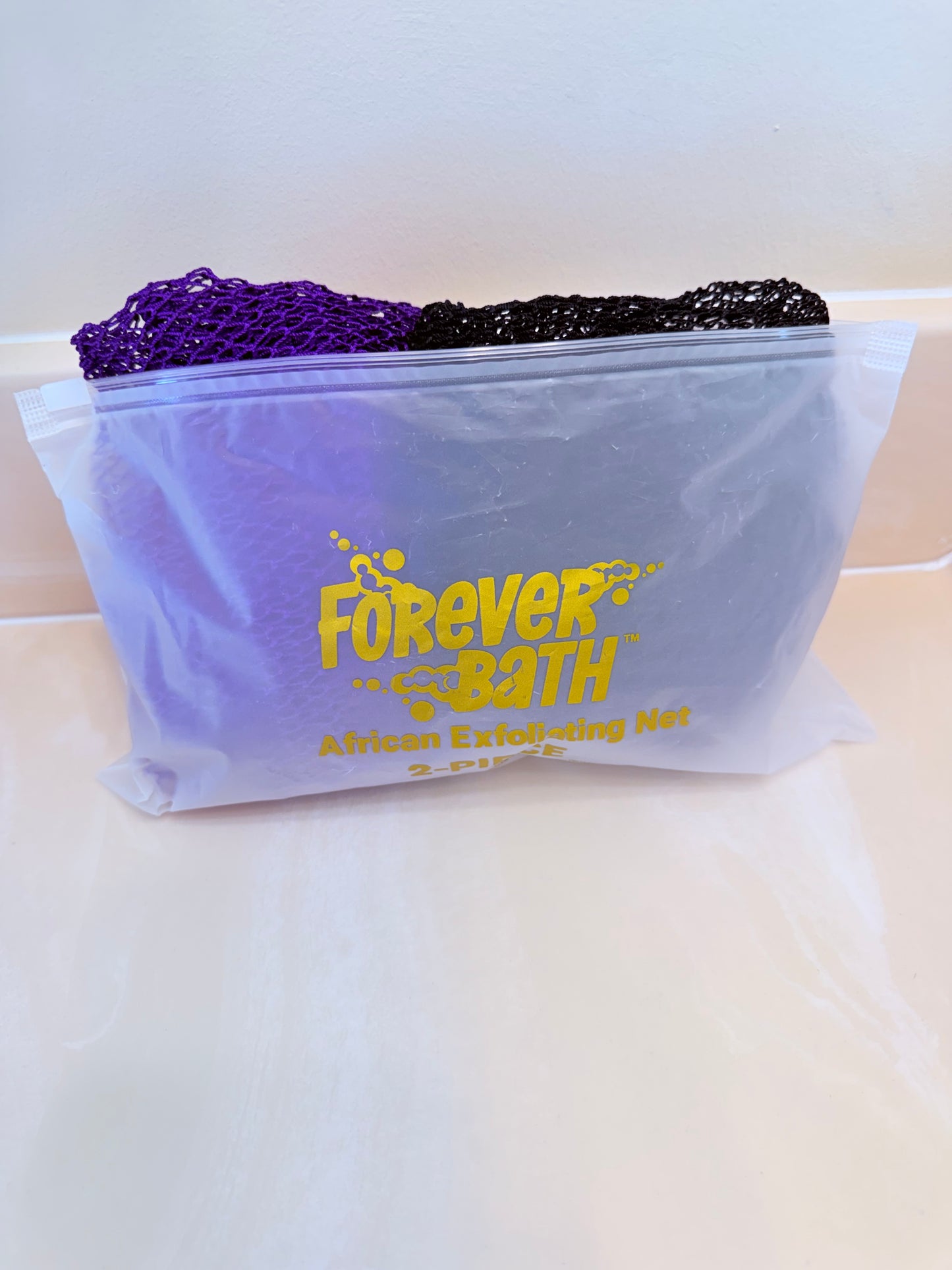 Forever Bath African Exfoliating Net 2 Pack Long Back Scrubber for Deep Exfoliation Bath Net Sponge