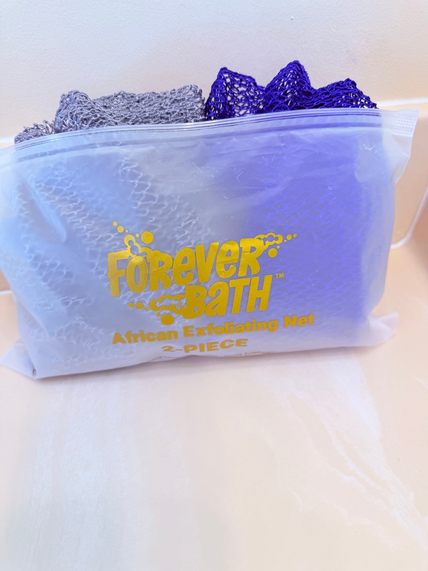 Forever Bath African Exfoliating Net 2 Pack Long Back Scrubber for Deep Exfoliation Bath Net Sponge