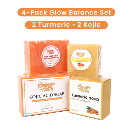 Glow Balance Soap Set | Turmeric + Koji Brightening Bars (4-Pack)