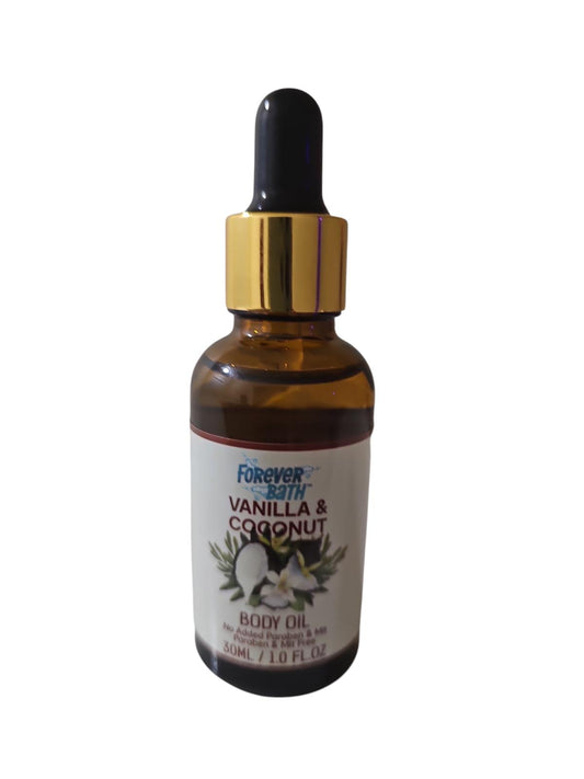 Forever Bath Unisex Vanilla and Coconut Body Oil - 30ML