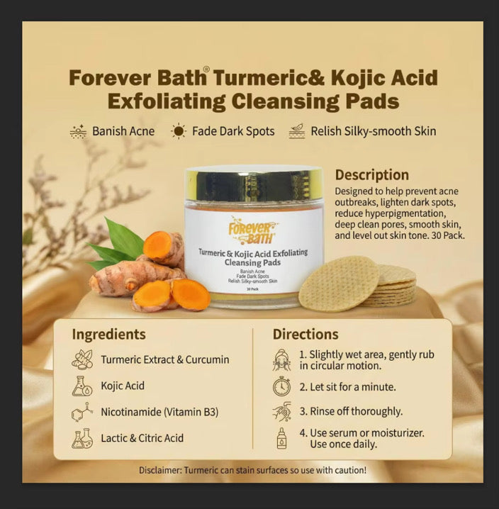 Forever Bath Turmeric & Kojic Acid Exfoliating Cleansing Pads
