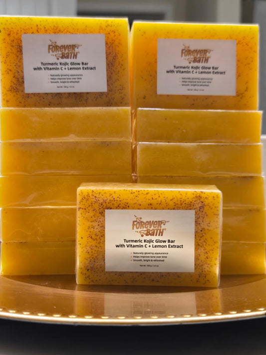 Forever Bath® Turmeric Kojic Acid Glow Bar with Vitamin C + Lemon Extract With Soap Bag