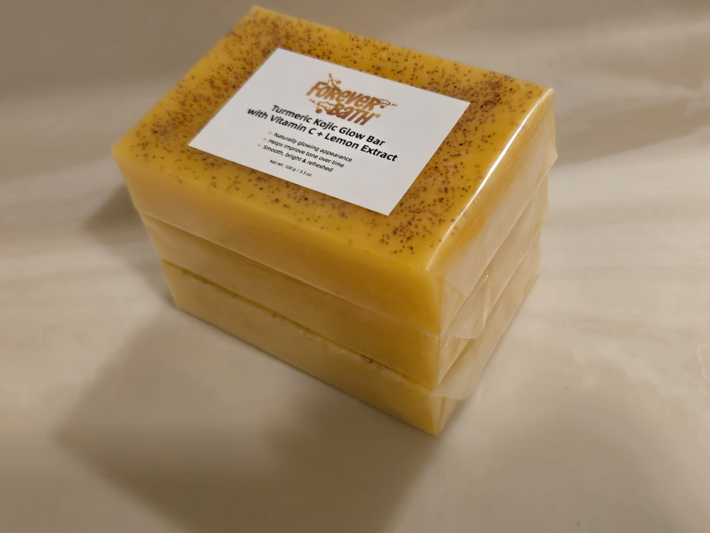 Forever Bath® Turmeric Kojic Acid Glow Bar with Vitamin C + Lemon Extract With Soap Bag