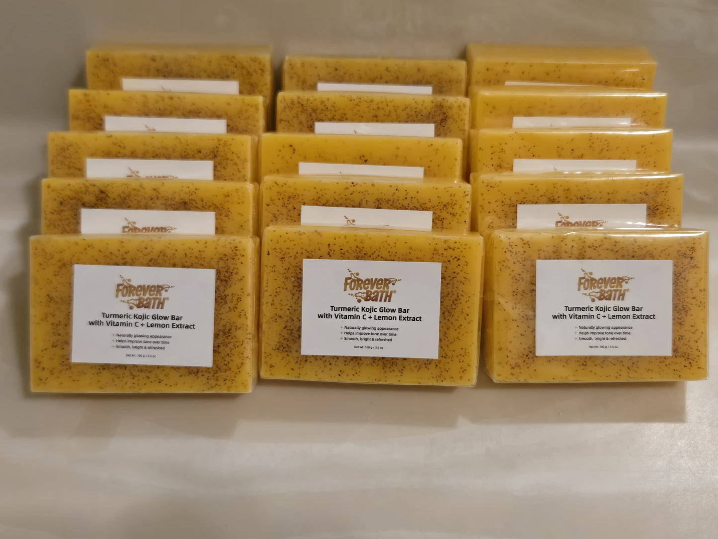 Forever Bath® Turmeric Kojic Acid Glow Bar with Vitamin C + Lemon Extract With Soap Bag