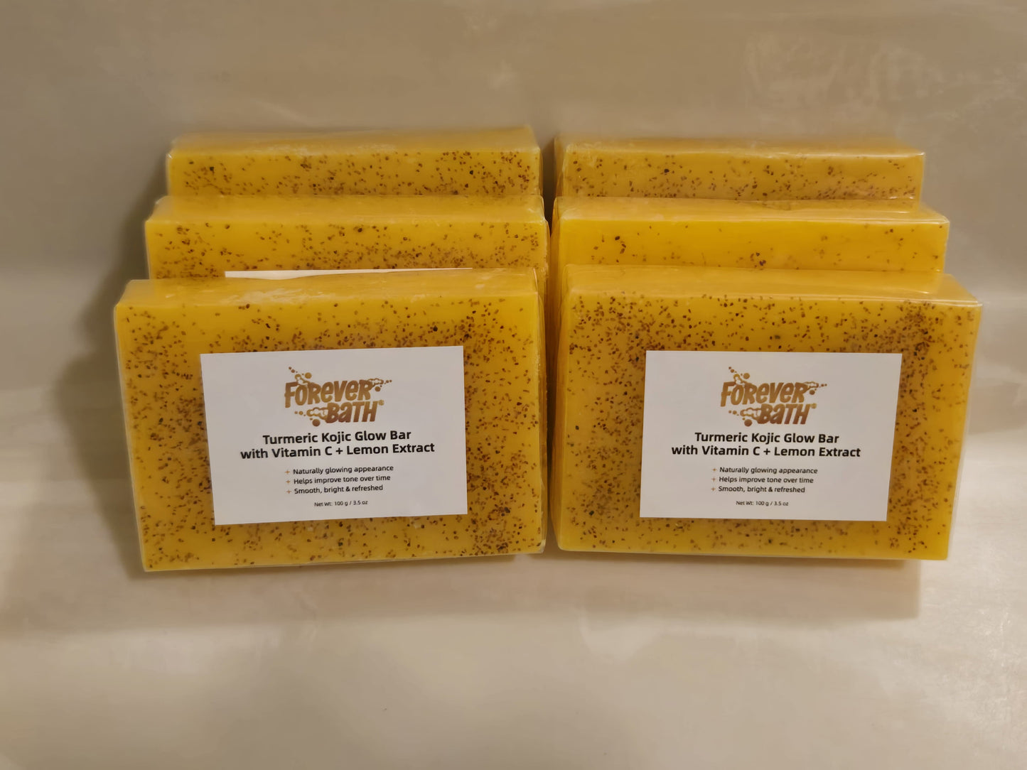 Forever Bath® Turmeric Kojic Acid Glow Bar with Vitamin C + Lemon Extract With Soap Bag