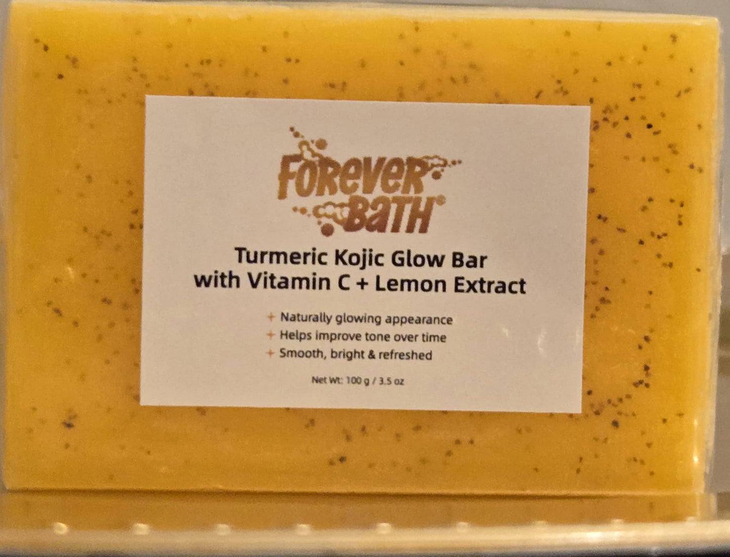 Forever Bath® Turmeric Kojic Acid Glow Bar with Vitamin C + Lemon Extract With Soap Bag